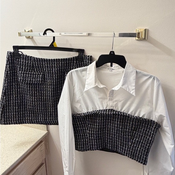 Fashion Nova Chic Black and White Mini Skirt and top set - Picture 3 of 16